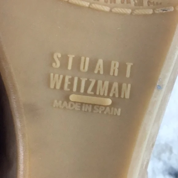 Stuart Weitzman Tan Platform Suede Sandals with Crossover Design Sz 10.5 - Picture 9 of 11